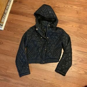 Puffer jacket, fuzzy inside, zip up, removable hood